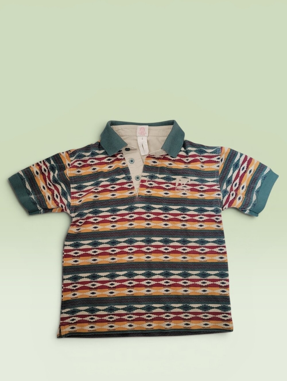 VTG Buster Brown Boys 6 Geometric Aztec Stripe Polo Southwestern
